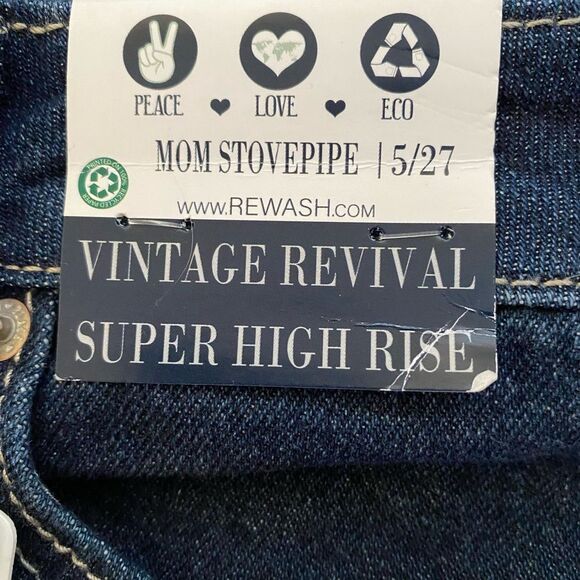 NWT Rewash High Rise Mom Jeans Women's Size 5/27 Stovepipe Button Fly Retro - Picture 12 of 13